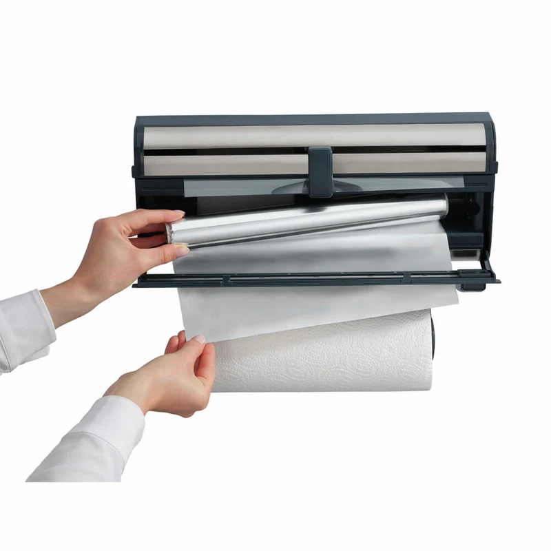 Leifheit Wandrollenhalter Parat Royal II, Küchenrollenhalter, Rollenhalter, für Alufolie und Frischhaltefolie, 25793