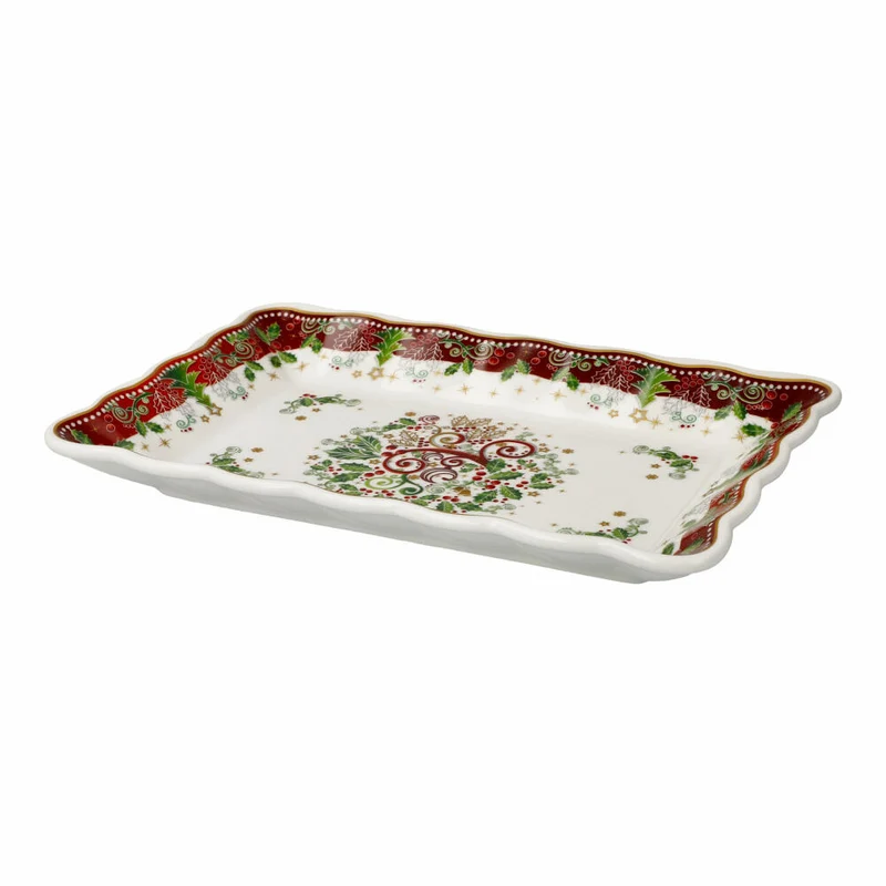 Goebel Schale Palais Royal - Karree, Weihnachtsmotiv, Porzellan, Bunt, 22 x 14 cm, 51001631