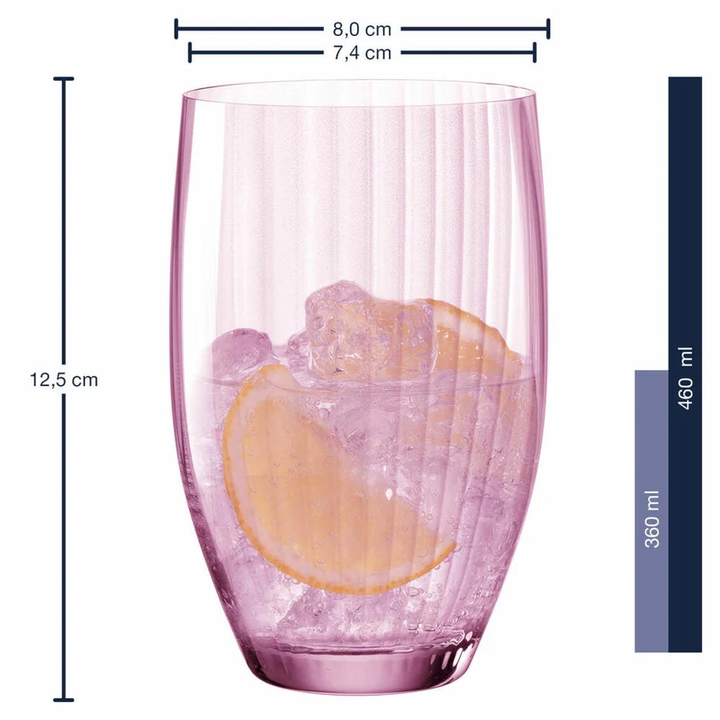 Leonardo Trinkglas Poesia, Wasserglas, Saftglas, Glas, Kristallglas, Rose, 460 ml, 022379