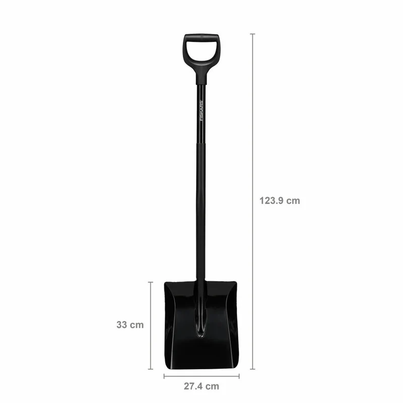 Fiskars Betonschaufel Ergonomic Pro, Schippe, Borstahl, Stahl, Kunststoff, Schwarz, 124 cm, 1066713