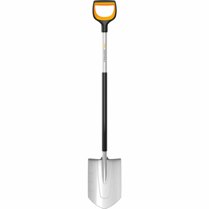 Fiskars Gärtnerspaten Xact spitz, Spaten, Schaufel, Borstahl, Stahl, Kunststoff, Schwarz, Orange, 120 cm, 1066729