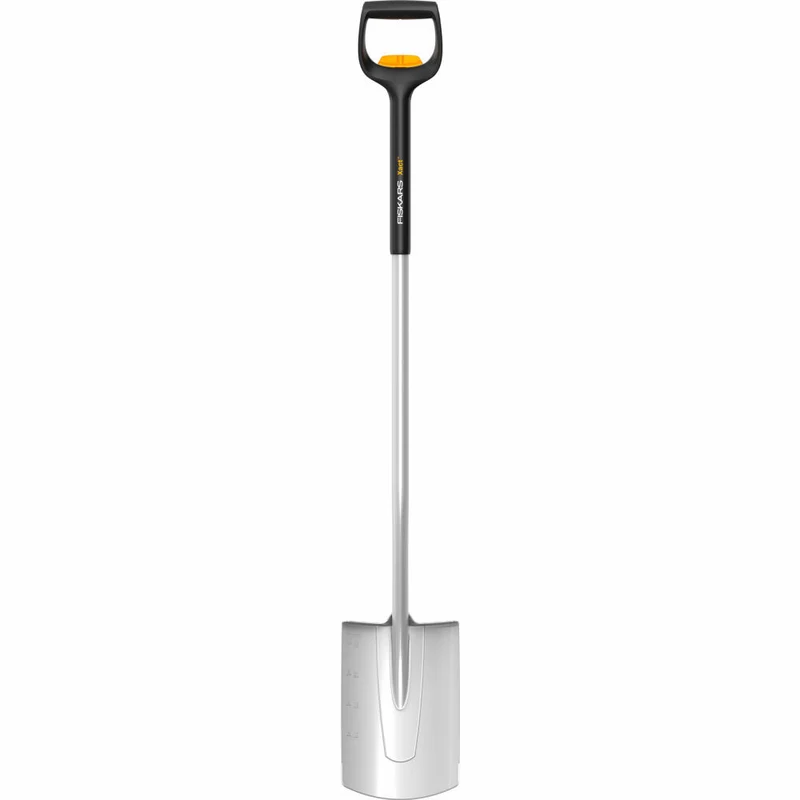 Fiskars Teleskop-Spaten Xact rund, Schaufel, Borstahl, Stahl, Kunststoff, Schwarz, Orange, 130 cm, 1066733