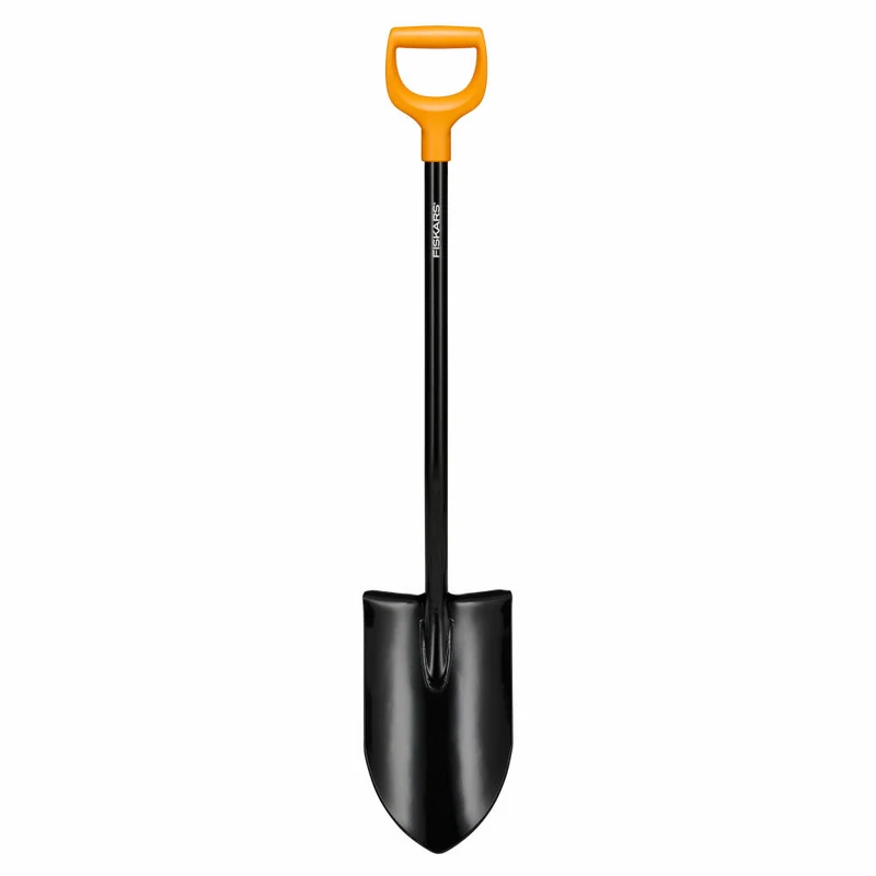 Fiskars Spaten Solid Plus XL spitz, Schaufel, Borstahl, Stahl, Kunststoff, Schwarz, Orange, 113 cm, 1067516