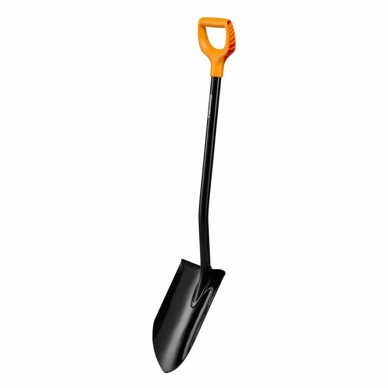 Fiskars Spaten Solid Plus XL spitz, Schaufel, Borstahl, Stahl, Kunststoff, Schwarz, Orange, 113 cm, 1067516