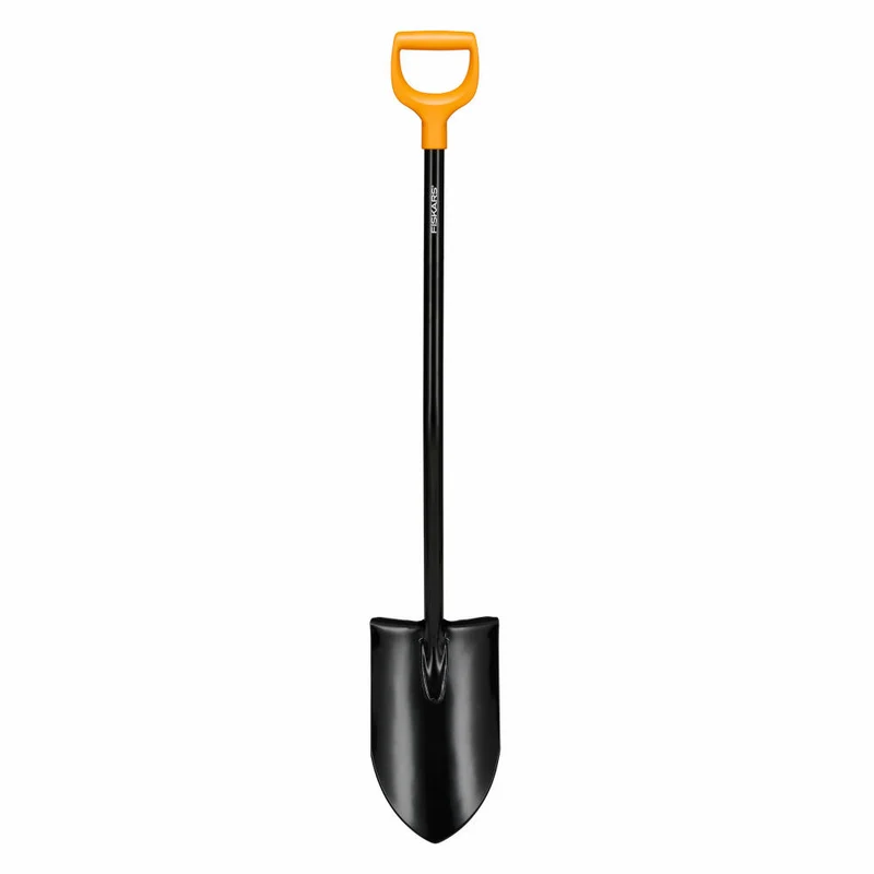 Fiskars Spaten Solid Plus XL spitz, Schaufel, Borstahl, Stahl, Kunststoff, Schwarz, Orange, 126.5 cm, 1067517