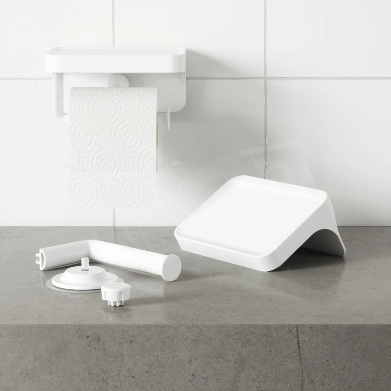 Umbra Toilettenpapierhalter Flex mit Ablage, WC-Rollenhalter, Kunststoff, Weiß, 16 x 11 x 8 cm, 1021297-660