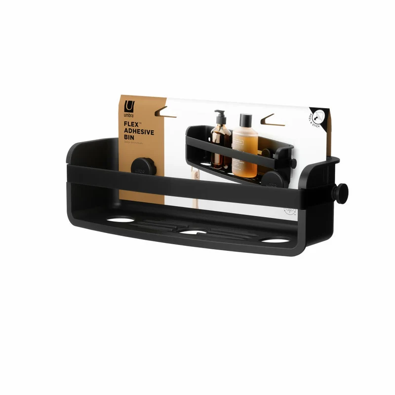 Umbra Duschablage Flex zum Kleben, Duschregal, Kunststoff, Schwarz, 33 x 12 x 9 cm, 1021300-040