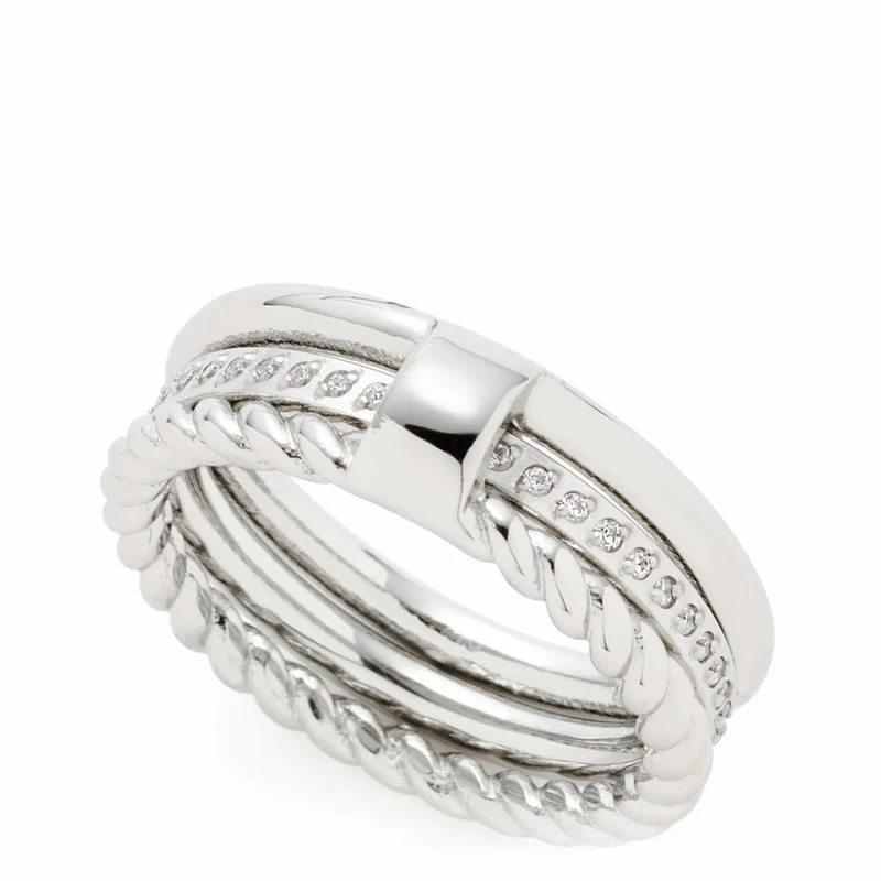 Leonardo Jewels Ring 17 Mascha, 2er Set, Fingerring, Fingerschmuck, Schmuck, Edelstahl, Zirkonia, Silber, 021745