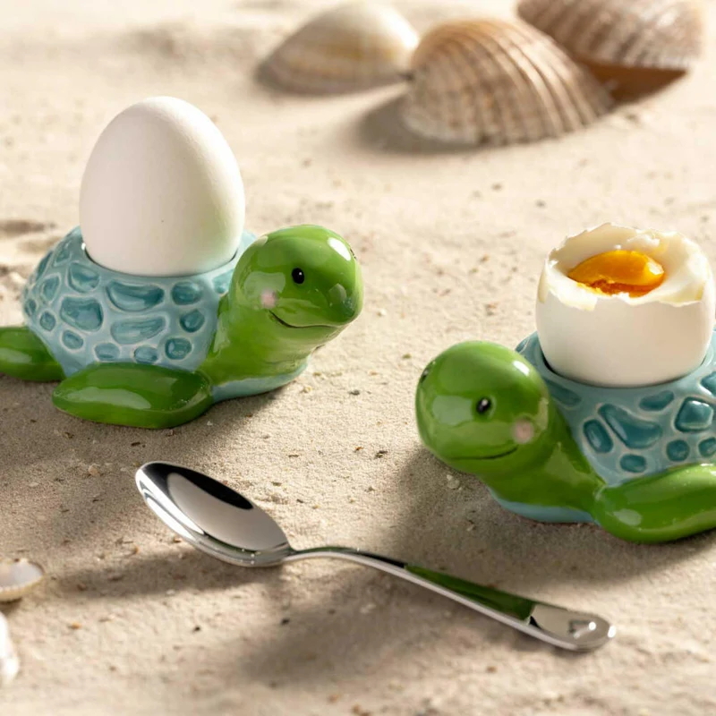 Leonardo Eierbecher Bambini Avventura Schildkröte, Frühstücks-Ei-Becher, Keramik, Mehrfarbig, 077406