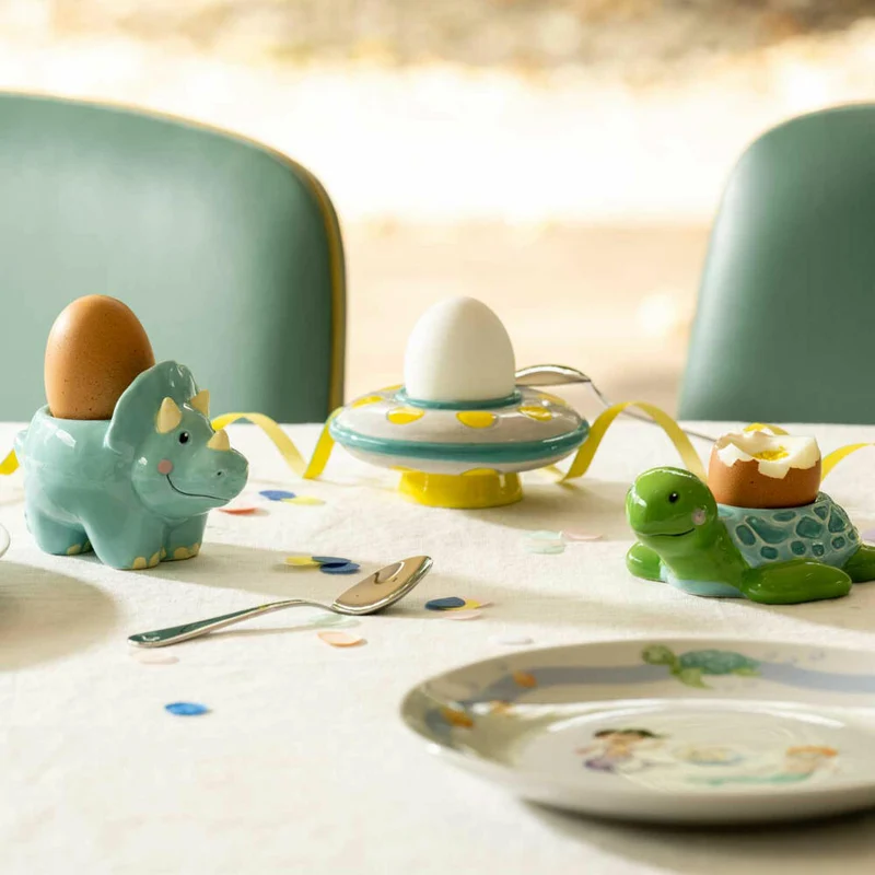 Leonardo Eierbecher Bambini Avventura Dinosaurier, Frühstücks-Ei-Becher, Keramik, Mehrfarbig, 077407