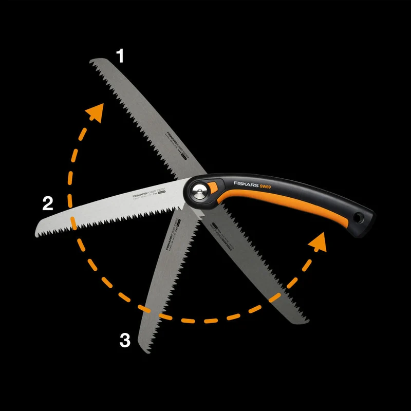 Fiskars Klappsäge Plus SW69, Handsäge, Stahl, Kunststoff, Schwarz, Orange, 1067553