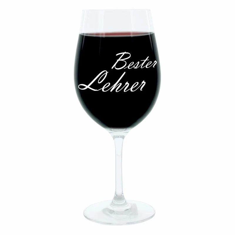 Leonardo Weinglas 400 ml, Motivglas, Bester Lehrer, Geschenk, Stimmungsglas mit Gravur, Moodglas, 22 cm