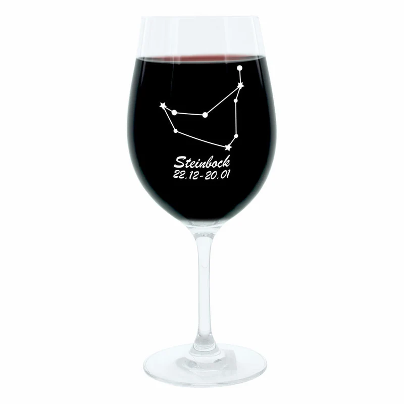 Leonardo Weinglas 400 ml, Motivglas, Sternbild Steinbock, Geschenk, Stimmungsglas mit Gravur, Moodglas, 22 cm