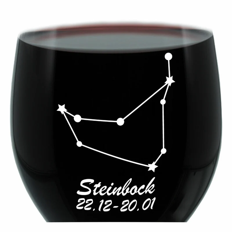 Leonardo Weinglas 400 ml, Motivglas, Sternbild Steinbock, Geschenk, Stimmungsglas mit Gravur, Moodglas, 22 cm