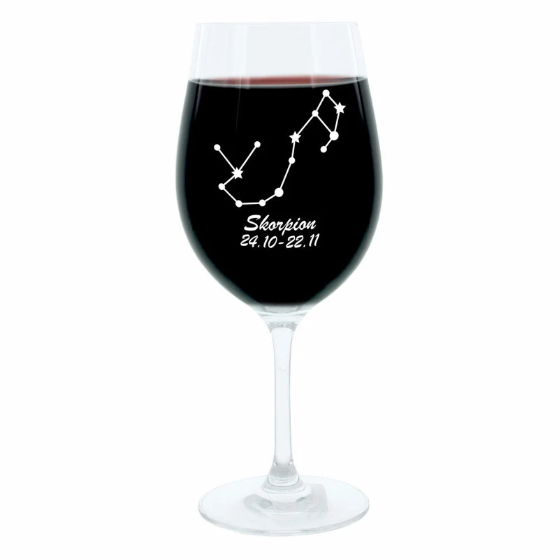 Leonardo Weinglas 400 ml, Motivglas, Sternbild Skorpion, Geschenk, Stimmungsglas mit Gravur, Moodglas, 22 cm