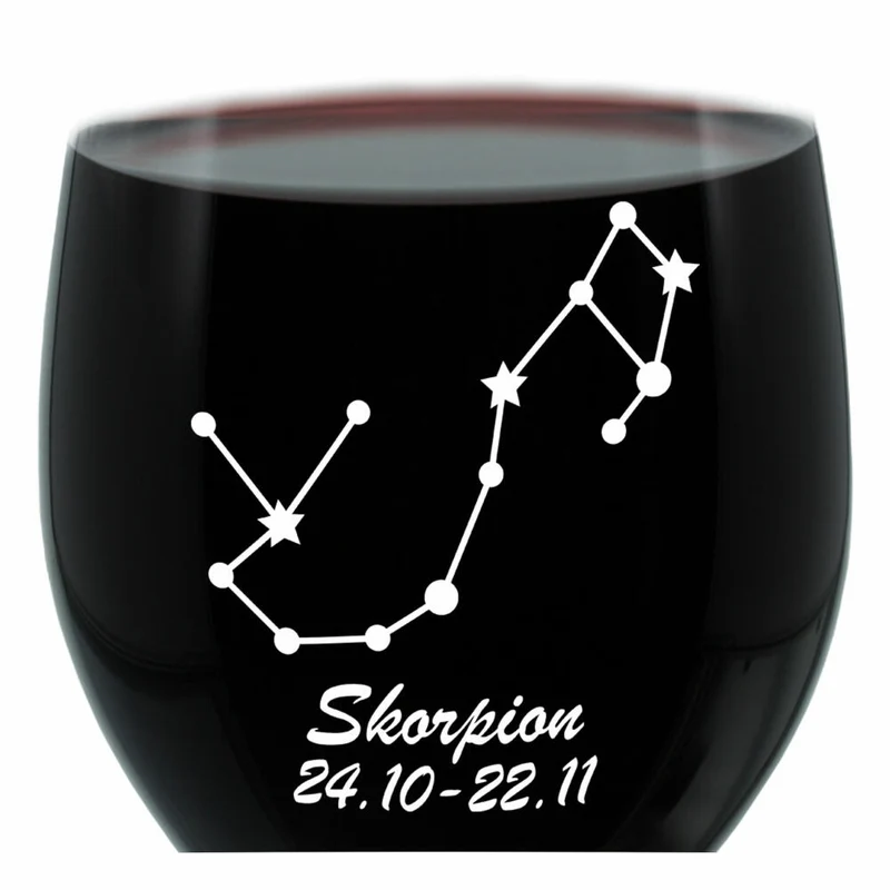 Leonardo Weinglas 400 ml, Motivglas, Sternbild Skorpion, Geschenk, Stimmungsglas mit Gravur, Moodglas, 22 cm