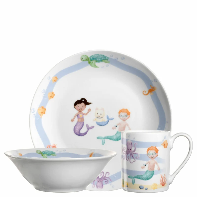 Leonardo Kindergeschirr Bambini Avventura Meer 3-tlg., Porzellan, Mehrfarbig, 022803