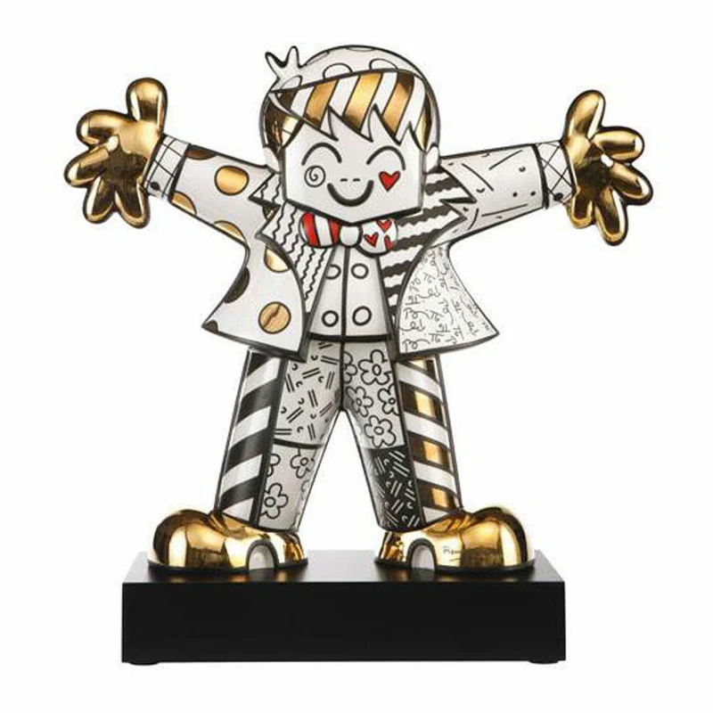 Goebel Figur Romero Britto Golden Hug Too, Porzellan, Bunt, 47 cm, 66452401