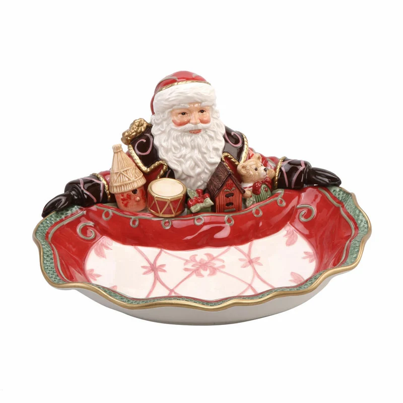 Goebel Schale Santa Präsentiert, Fitz & Floyd Christmas Collection, Steingut, Bunt, 51001541