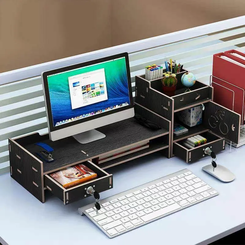 Multifunction Desktop Monitor Riser Computer Organizer