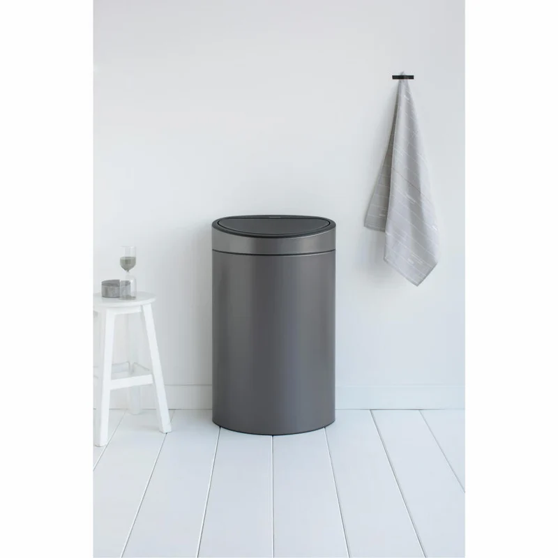 Brabantia Mülleimer Touch Bin New, Abfalleimer, Müllbehälter, Stahl, Platinum, 40 L, 114908