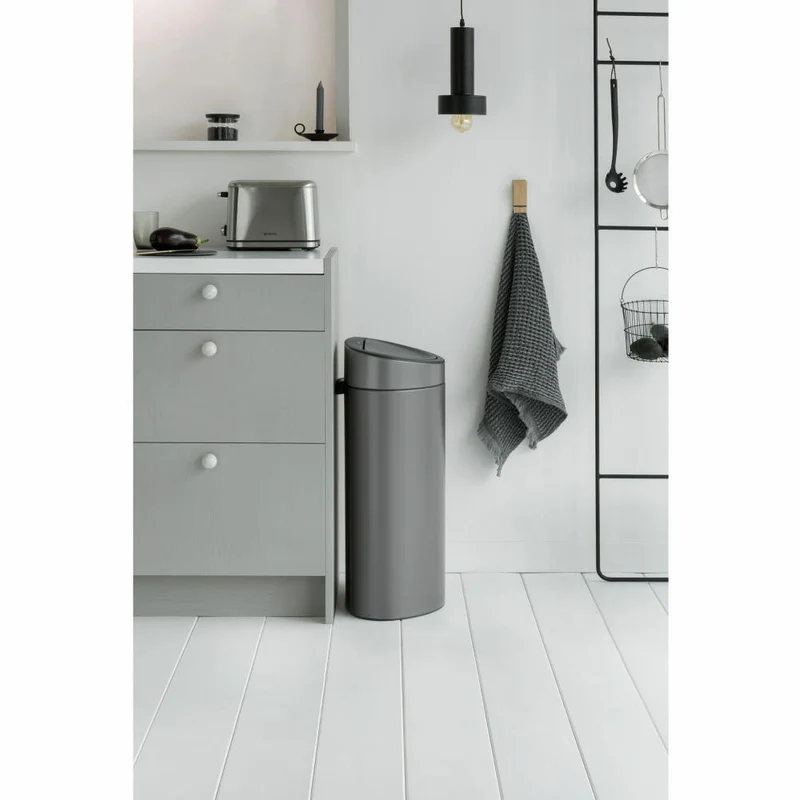 Brabantia Mülleimer Touch Bin New, Abfalleimer, Müllbehälter, Stahl, Platinum, 40 L, 114908