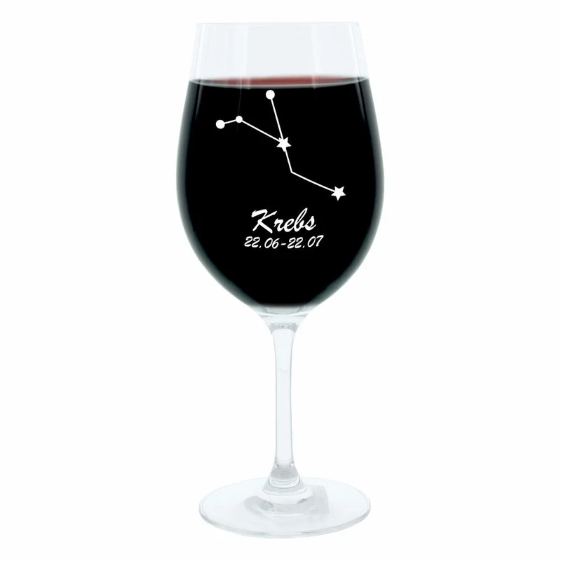 Leonardo Weinglas 400 ml, Motivglas, Sternbild Krebs, Geschenk, Stimmungsglas mit Gravur, Moodglas, 22 cm