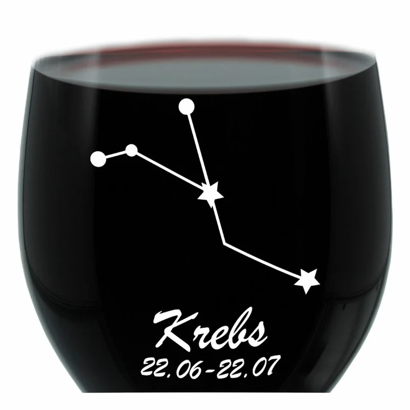 Leonardo Weinglas 400 ml, Motivglas, Sternbild Krebs, Geschenk, Stimmungsglas mit Gravur, Moodglas, 22 cm