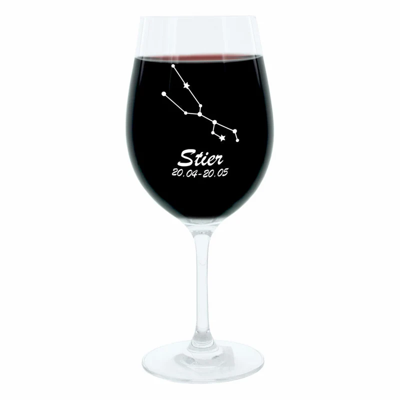 Leonardo Weinglas 400 ml, Motivglas, Sternbild Stier, Geschenk, Stimmungsglas mit Gravur, Moodglas, 22 cm