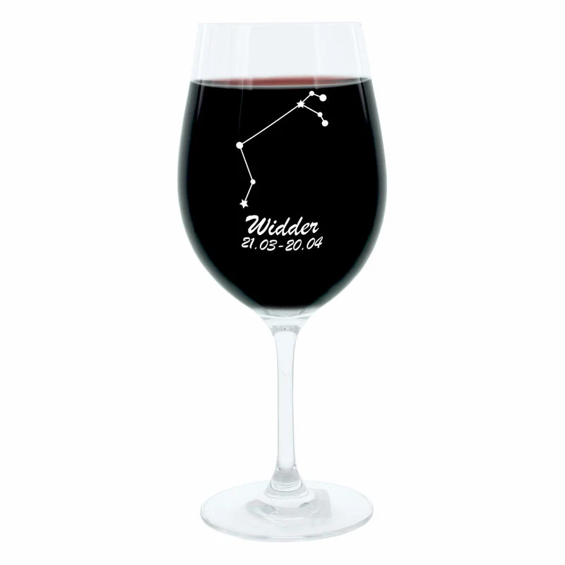 Leonardo Weinglas 400 ml, Motivglas, Sternbild Widder, Geschenk, Stimmungsglas mit Gravur, Moodglas, 22 cm