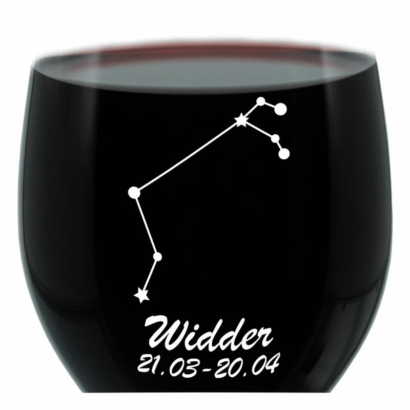 Leonardo Weinglas 400 ml, Motivglas, Sternbild Widder, Geschenk, Stimmungsglas mit Gravur, Moodglas, 22 cm