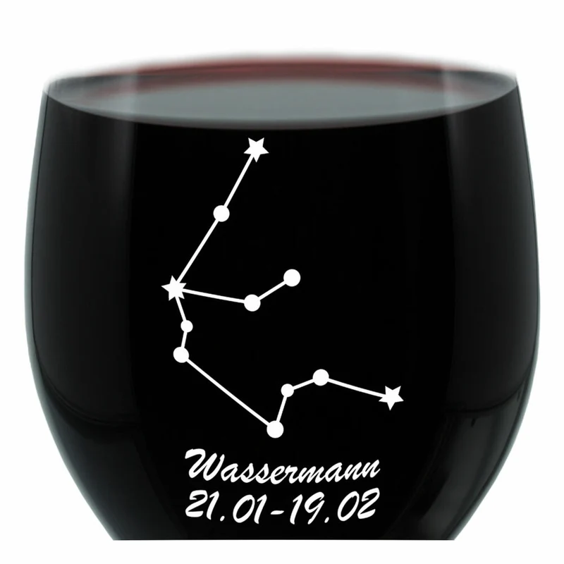 Leonardo Weinglas 400 ml, Motivglas, Sternbild Wassermann, Geschenk, Stimmungsglas mit Gravur, Moodglas, 22 cm