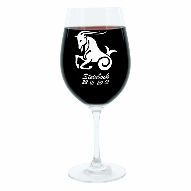 Leonardo Weinglas 400 ml, Motivglas, Sternzeichen Steinbock, Geschenk, Stimmungsglas mit Gravur, Moodglas, 22 cm
