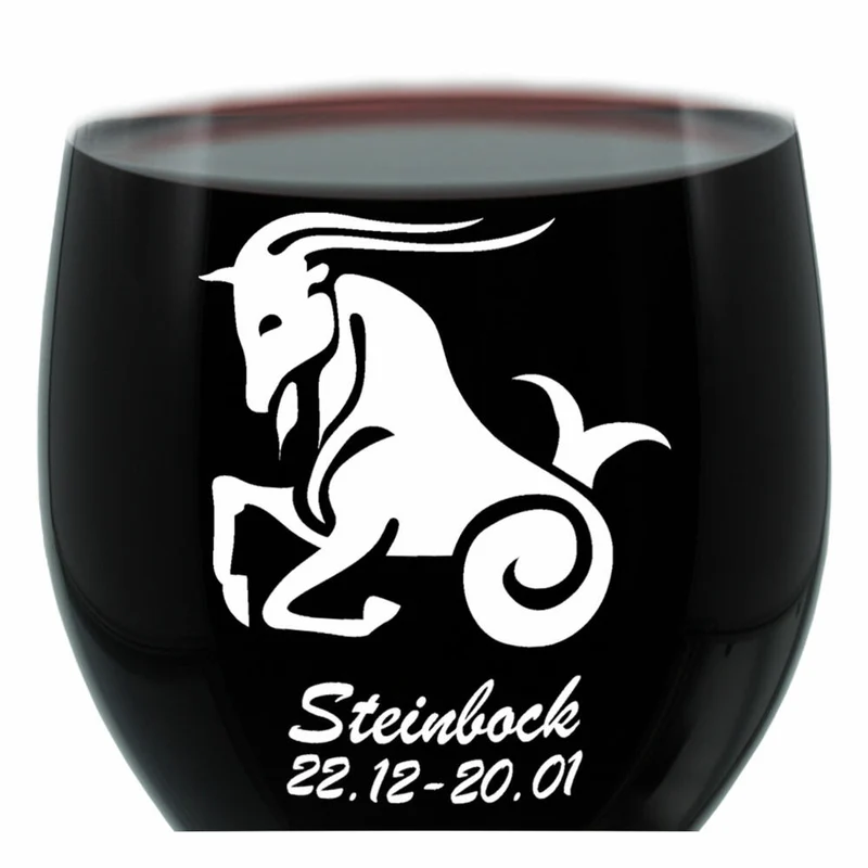 Leonardo Weinglas 400 ml, Motivglas, Sternzeichen Steinbock, Geschenk, Stimmungsglas mit Gravur, Moodglas, 22 cm