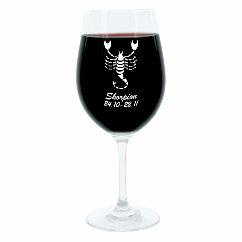 Leonardo Weinglas 400 ml, Motivglas, Sternzeichen Skorpion, Geschenk, Stimmungsglas mit Gravur, Moodglas, 22 cm