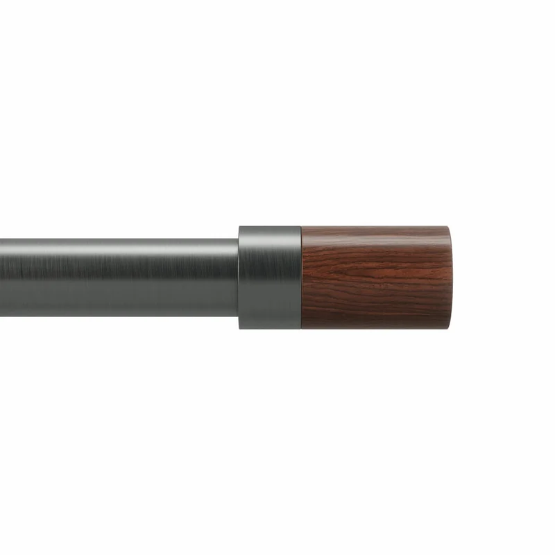 Umbra Teleskop-Vorhangstange Blok, Gardinenstange, Stahl, Holz, Grau, 183-366 cm, 1015135-296