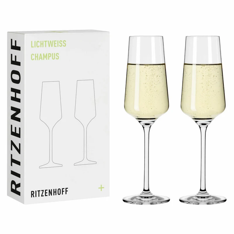 Ritzenhoff Champagnerglas 2er-Set Lichtweiss Julie 001, Nadine Niggemeier, Kristallglas, 233 ml, 6111008