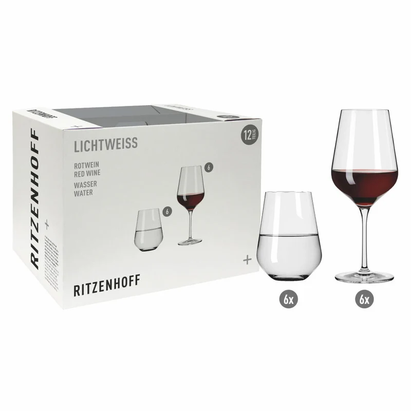 Ritzenhoff Rotwein- Und Wasserglas-Set 12-tlg. Lichtweiss Aurelie 001, Nadine Niggemeier, Kristallglas, 540 ml, 6111011