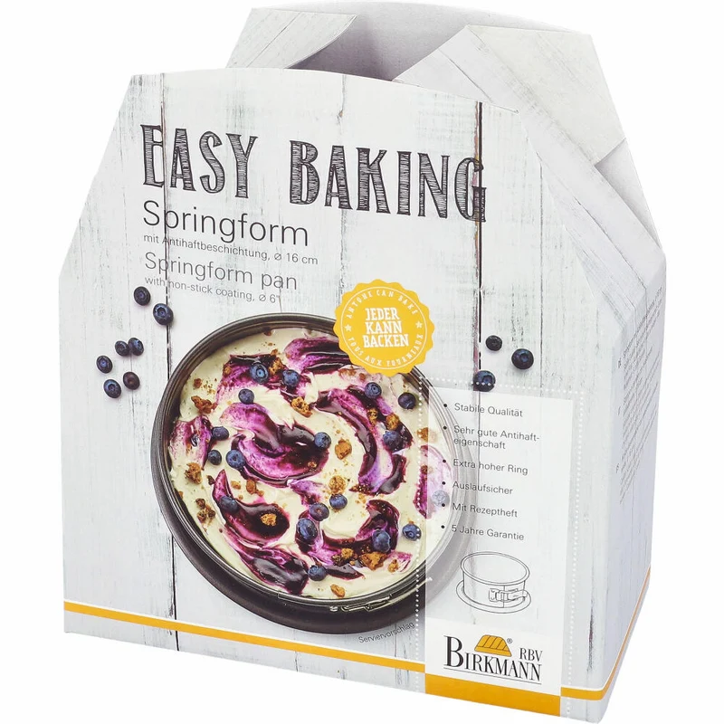 Birkmann Easy Baking Springform, Backform, Kuchenbackform, Kuchenform, Karbonstahl, Ø 16 cm, 881655