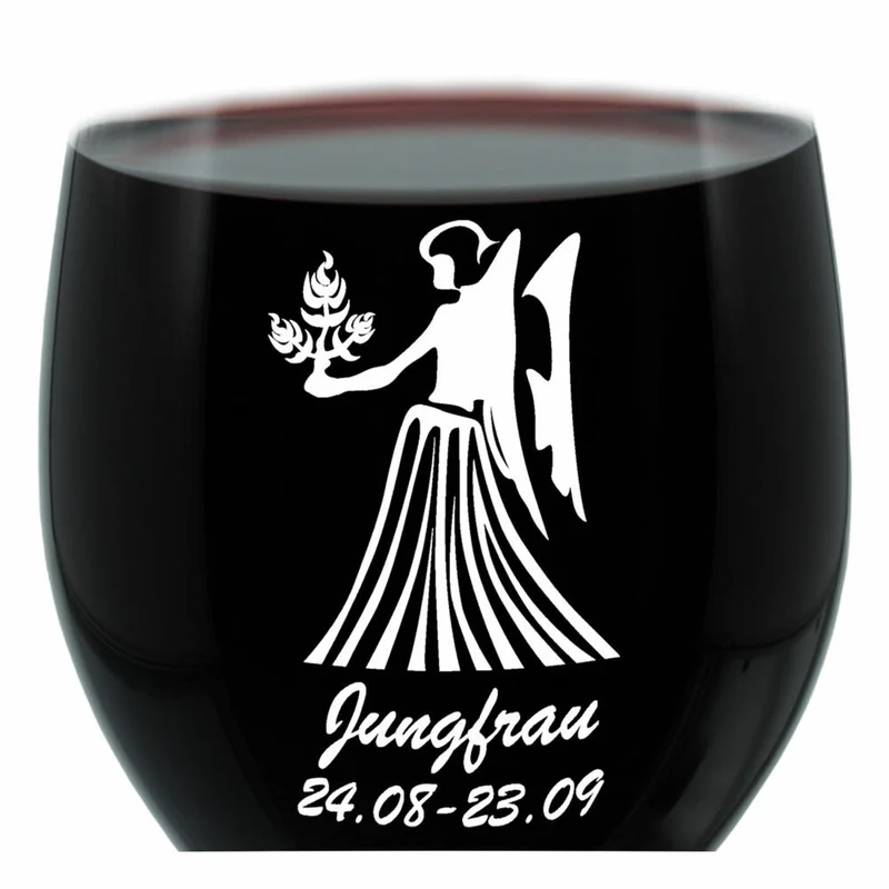Leonardo Weinglas 400 ml, Motivglas, Sternzeichen Jungfrau, Geschenk, Stimmungsglas mit Gravur, Moodglas, 22 cm