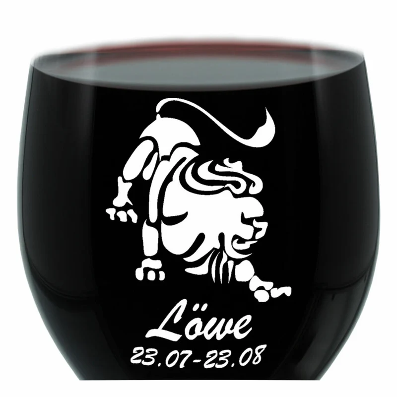 Leonardo Weinglas 400 ml, Motivglas, Sternzeichen Löwe, Geschenk, Stimmungsglas mit Gravur, Moodglas, 22 cm