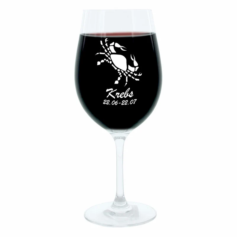 Leonardo Weinglas 400 ml, Motivglas, Sternzeichen Krebs, Geschenk, Stimmungsglas mit Gravur, Moodglas, 22 cm