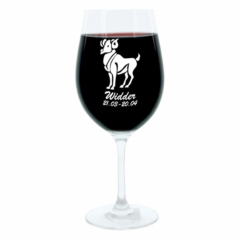 Leonardo Weinglas 400 ml, Motivglas, Sternzeichen Widder, Geschenk, Stimmungsglas mit Gravur, Moodglas, 22 cm
