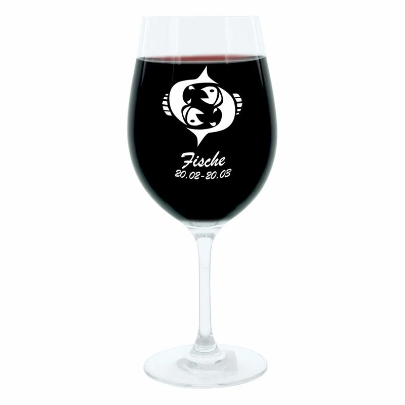 Leonardo Weinglas 400 ml, Motivglas, Sternzeichen Fische, Geschenk, Stimmungsglas mit Gravur, Moodglas, 22 cm