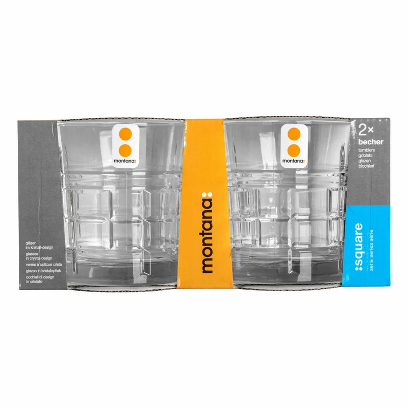 montana Trinkglas :square 2er Set, Whiskygläser, Tumbler, Kalk-Natron-Glas, Klar, 320 ml, 040838