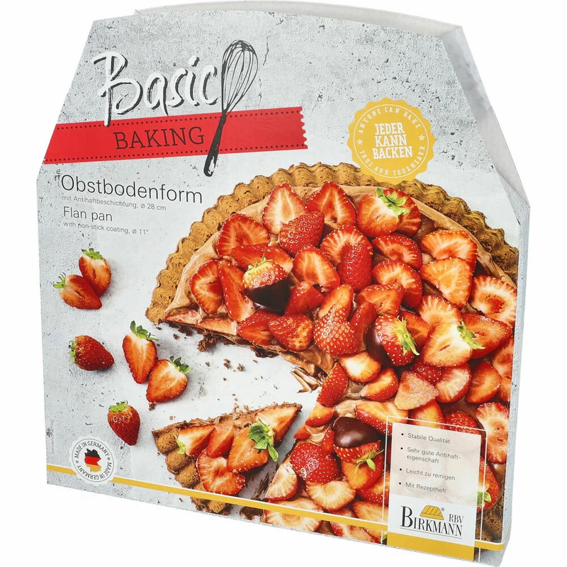 Birkmann Basic Baking Obstbodenform, Kuchenform, Kuchenbackform, Backform, Obstboden, Karbonstahl, Ø 28 cm, 883123