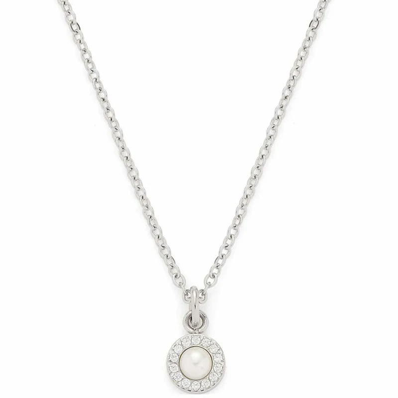 Leonardo Jewels Halskette Isa, Kette, Schmuck, Edelstahlkette, Edelstahl, Imitationsperle, Zirkonia, Weiß, 023346