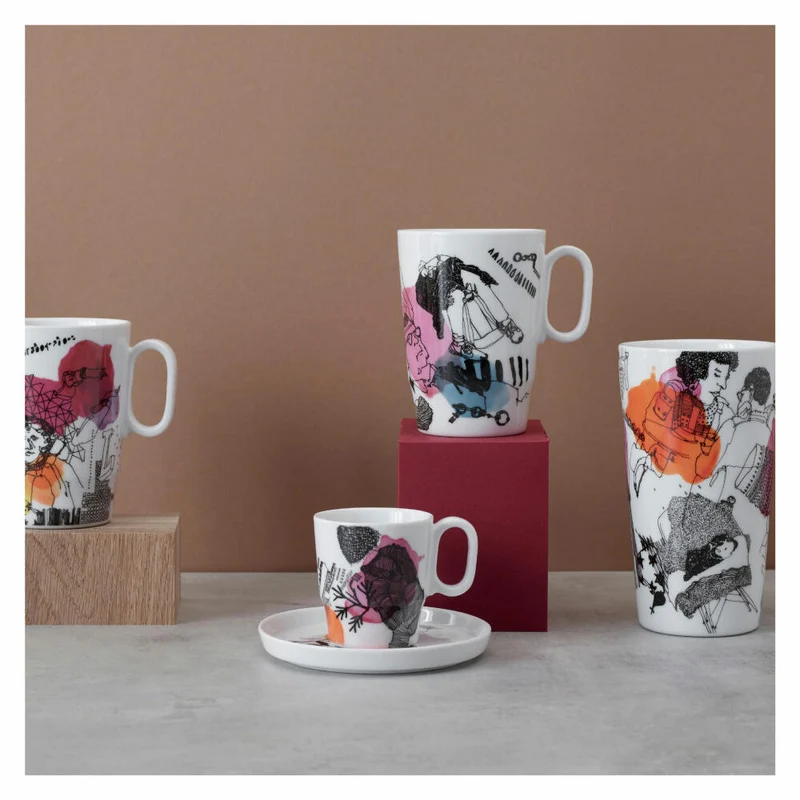 Ritzenhoff Espresso-Tasse mit Untertasse Genussklasse 002, Lenka Kühnertová, Porzellan, 97 ml, 3721002