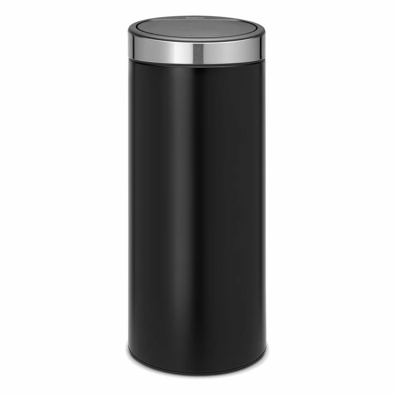 Brabantia Mülleimer Touch Bin New, Abfalleimer, Müllbehälter, Stahl, Matt Black / Silber, 30 L, 115448