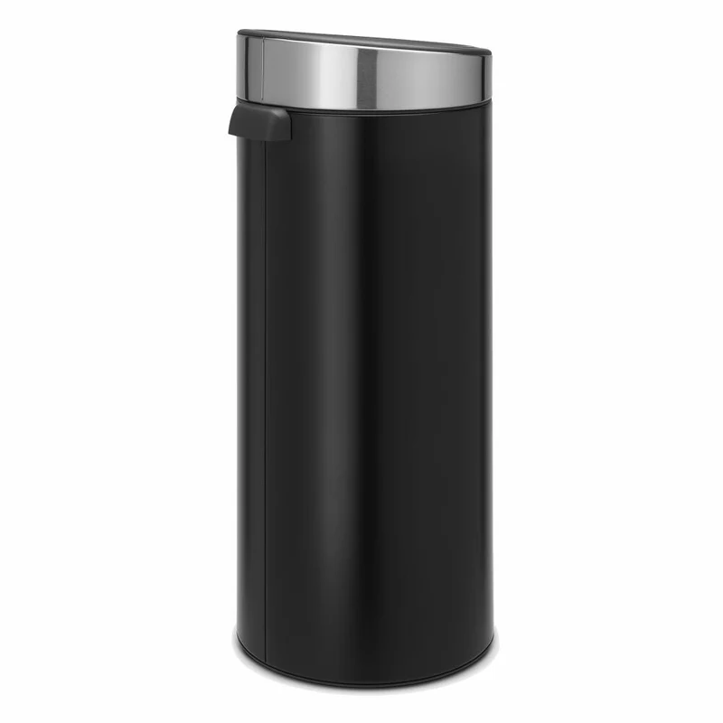 Brabantia Mülleimer Touch Bin New, Abfalleimer, Müllbehälter, Stahl, Matt Black / Silber, 30 L, 115448